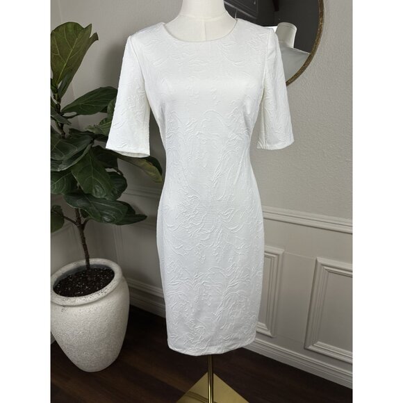 Tommy Hilfiger White Floral Short Sleeve Sheath Dress size 2 (can fit like a 6) - Picture 2 of 11